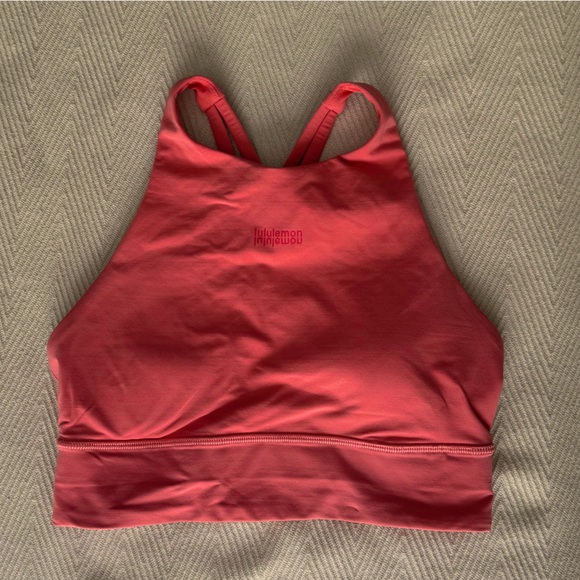 PREOWNED LULULEMON PINK HIGH NECK ENERGY SPORTS BRA. SIZE 8,EXCELLENT CONDITION - Picture 2 of 5